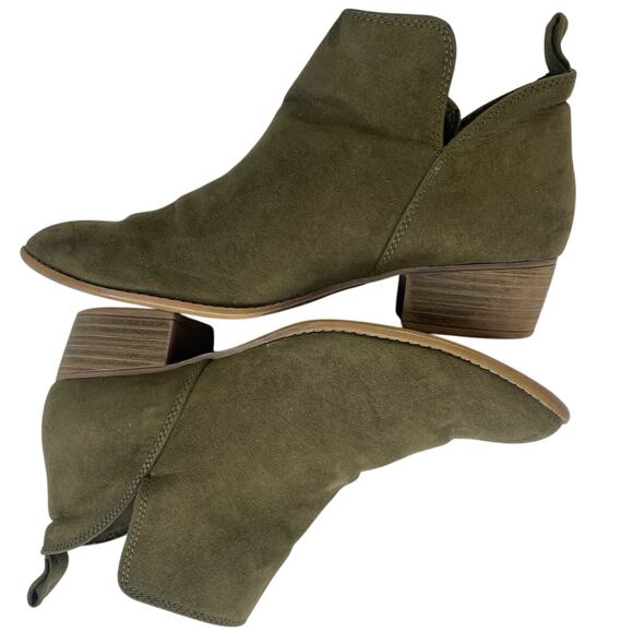 American Eagle Faux Suede Western Army Green Ankle Bootie Comfy 1.5" Heel Size 7 - Picture 3 of 10